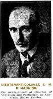 Col. Charles Henry Ernest Manning. Photographer unknown, photograph source The Telegraph  20.7.1928 p17