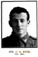 Pte. C.E. Hyde. Photograph source Western Mail 29.9.1916 p17 